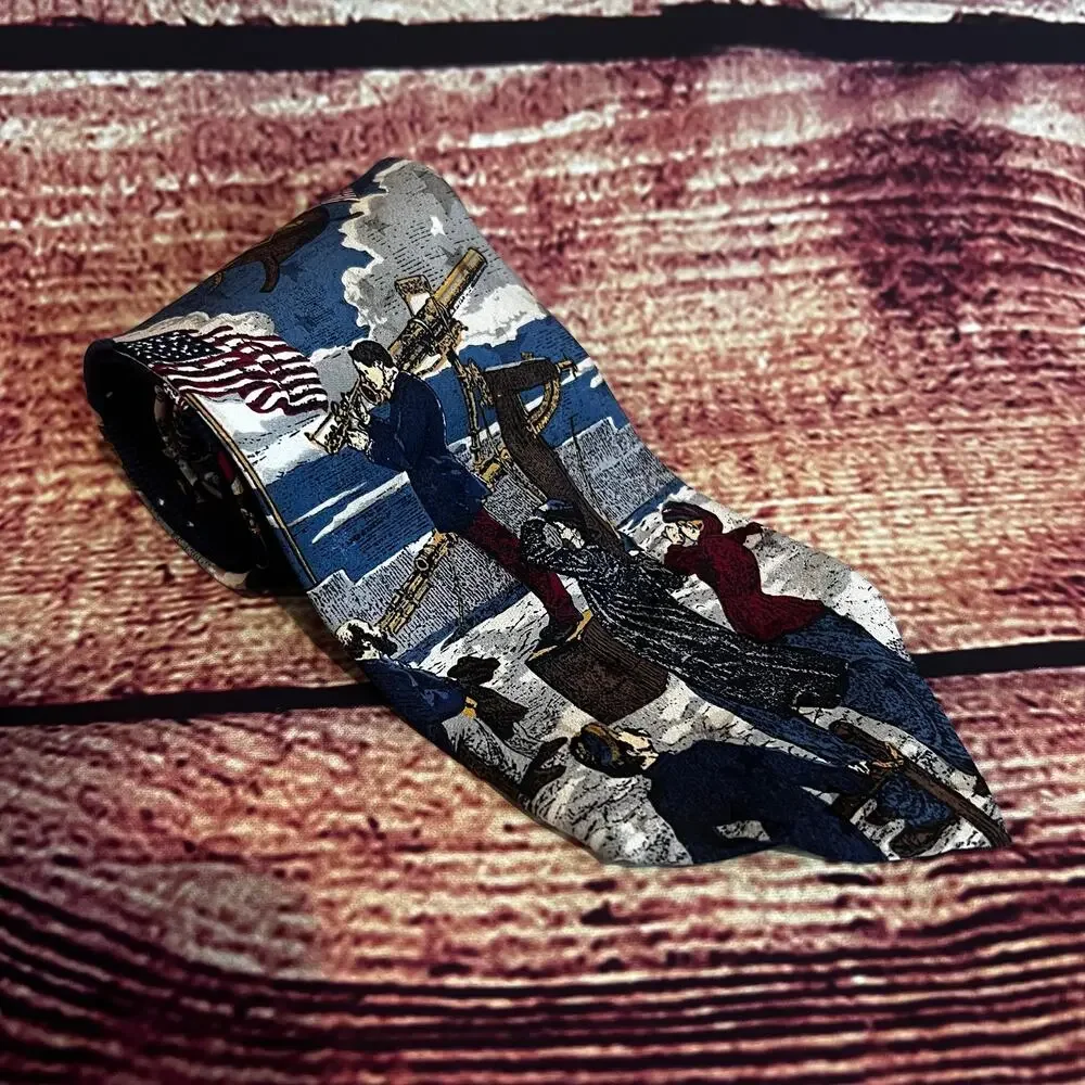 Tango 100% Silk Skinny Tie 56x4 Vintage Aviation Airplane Stars Patriotic Pilot